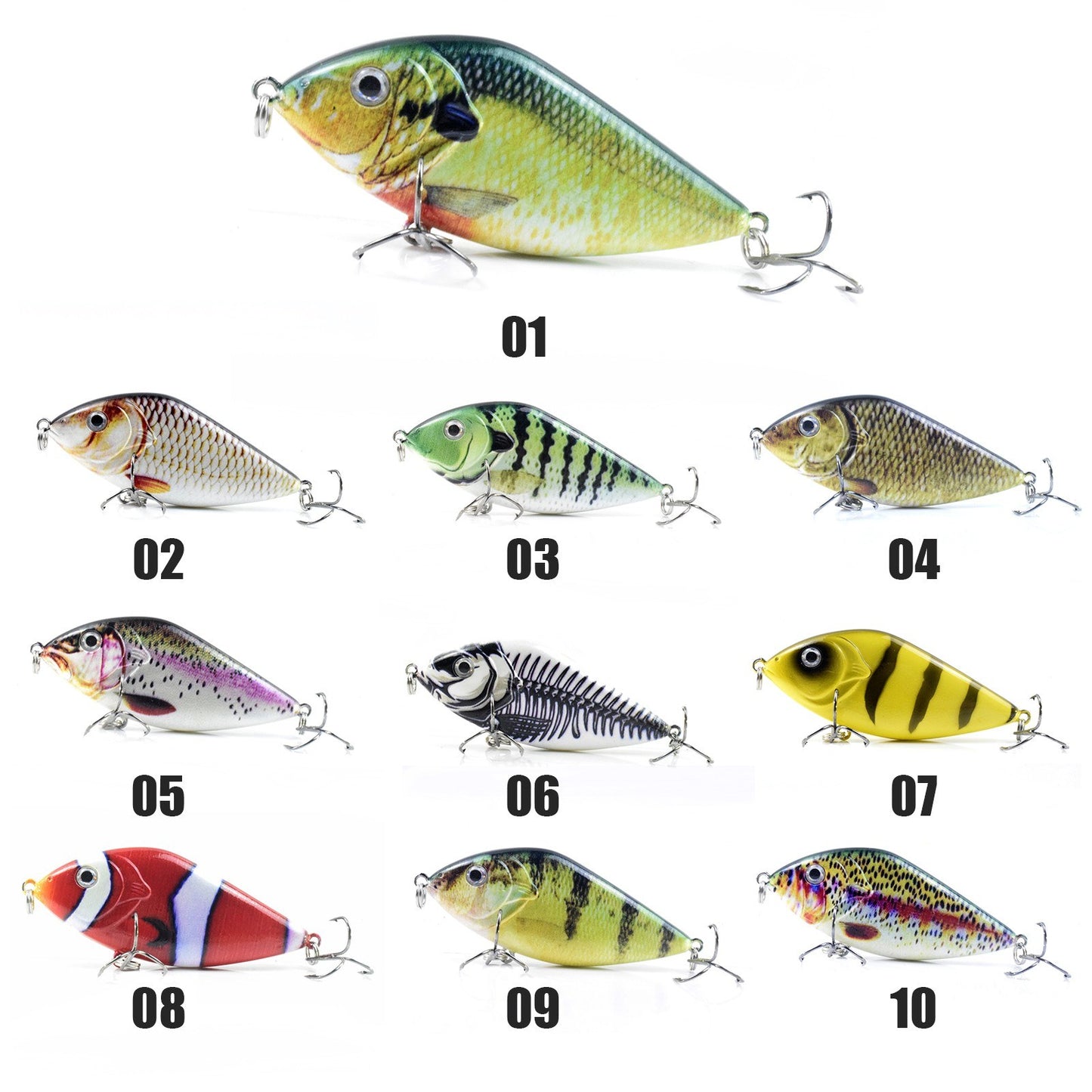 Lifelike 2.8in Fishing Lure with Rattle - 0.5oz Bionic Hard Bait for Bass & Pike, Freshwater & Saltwater Crankbait with Treble Hooks