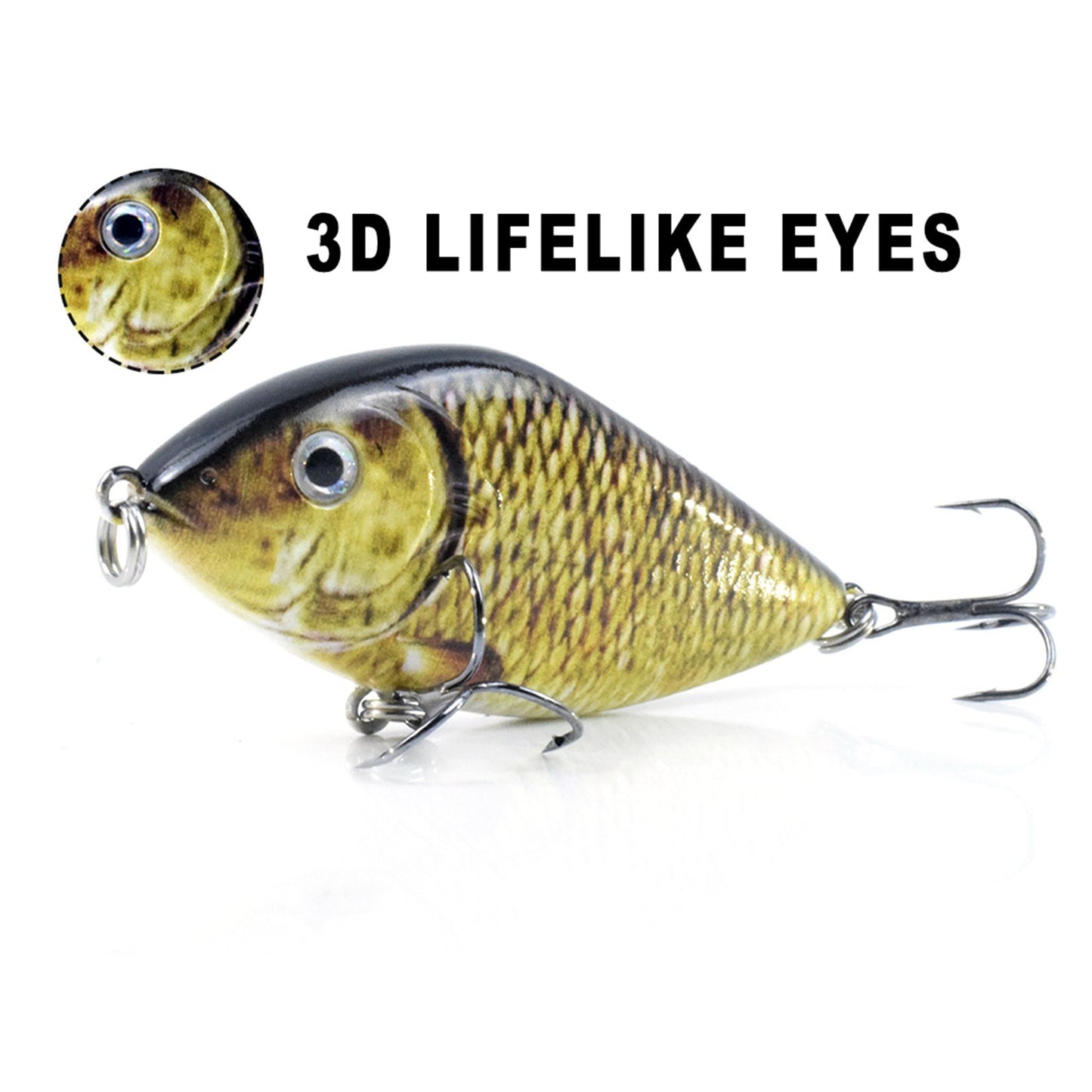 Lifelike 2.8in Fishing Lure with Rattle - 0.5oz Bionic Hard Bait for Bass & Pike, Freshwater & Saltwater Crankbait with Treble Hooks