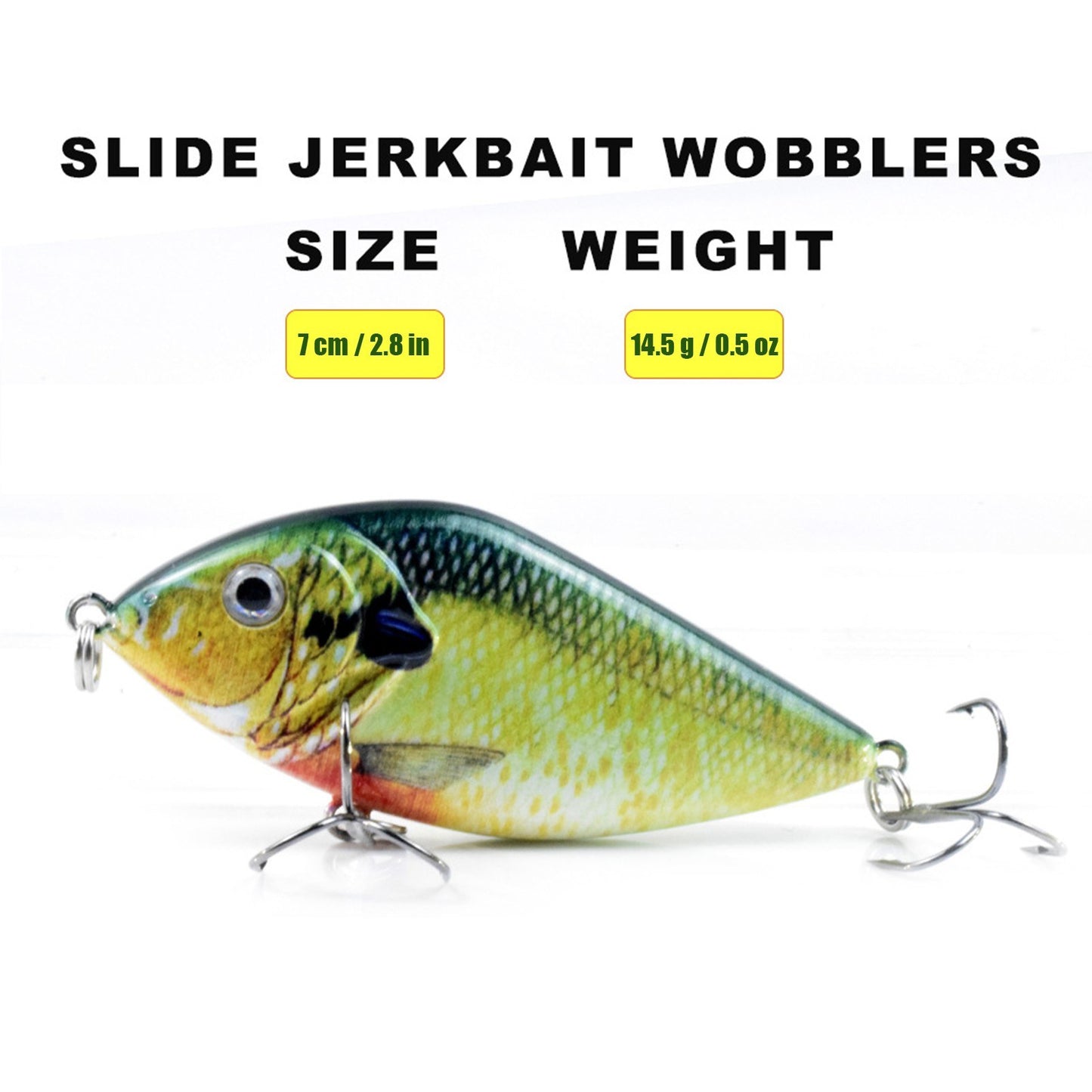 Lifelike 2.8in Fishing Lure with Rattle - 0.5oz Bionic Hard Bait for Bass & Pike, Freshwater & Saltwater Crankbait with Treble Hooks