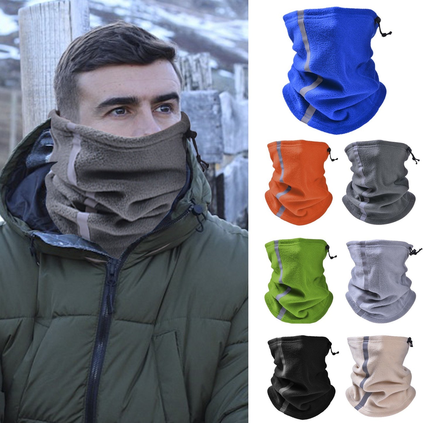 Reflective Fleece Neck Warmer Balaclava for Winter Sports: Unisex Skiing, Cycling, Running