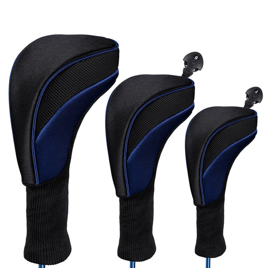 Golf Head Covers Set: Driver & Fairway Woods, 3pcs Golf Accessories