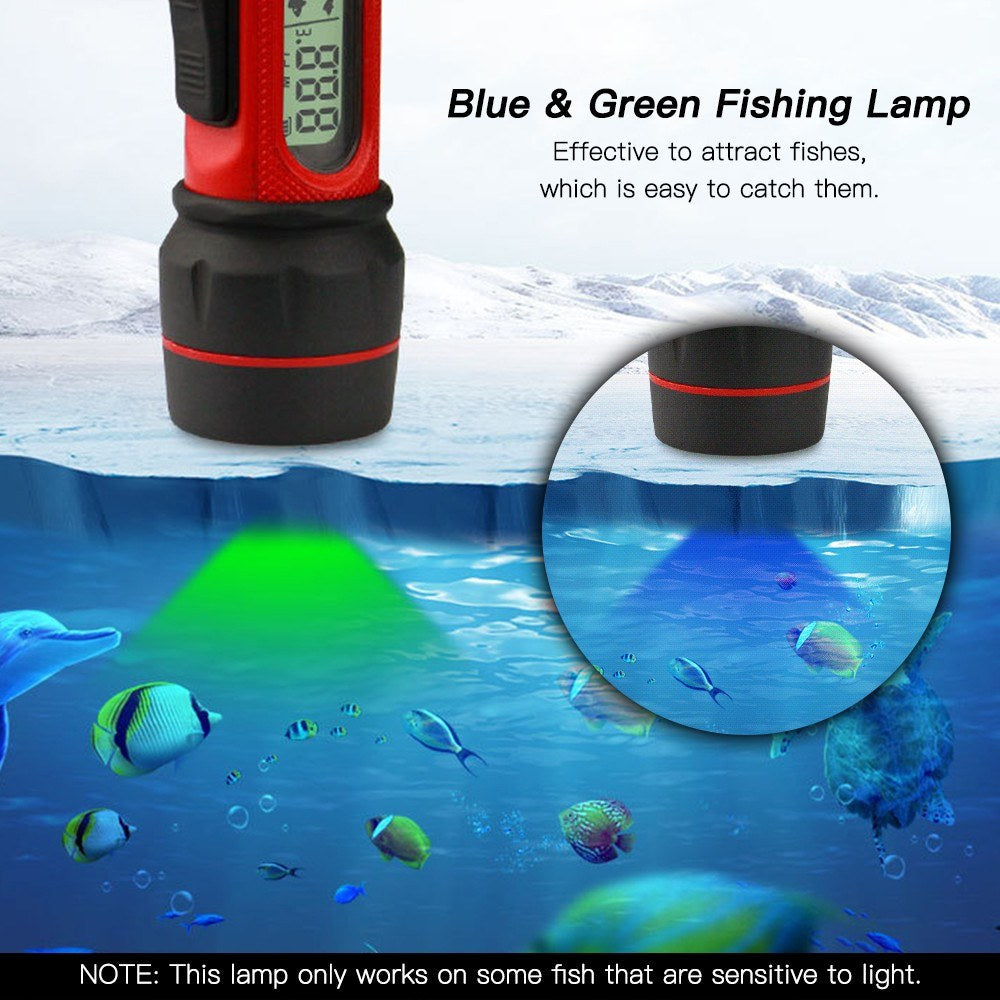 LED Sonar Fishfinder for Ice Fishing with Underwater Light