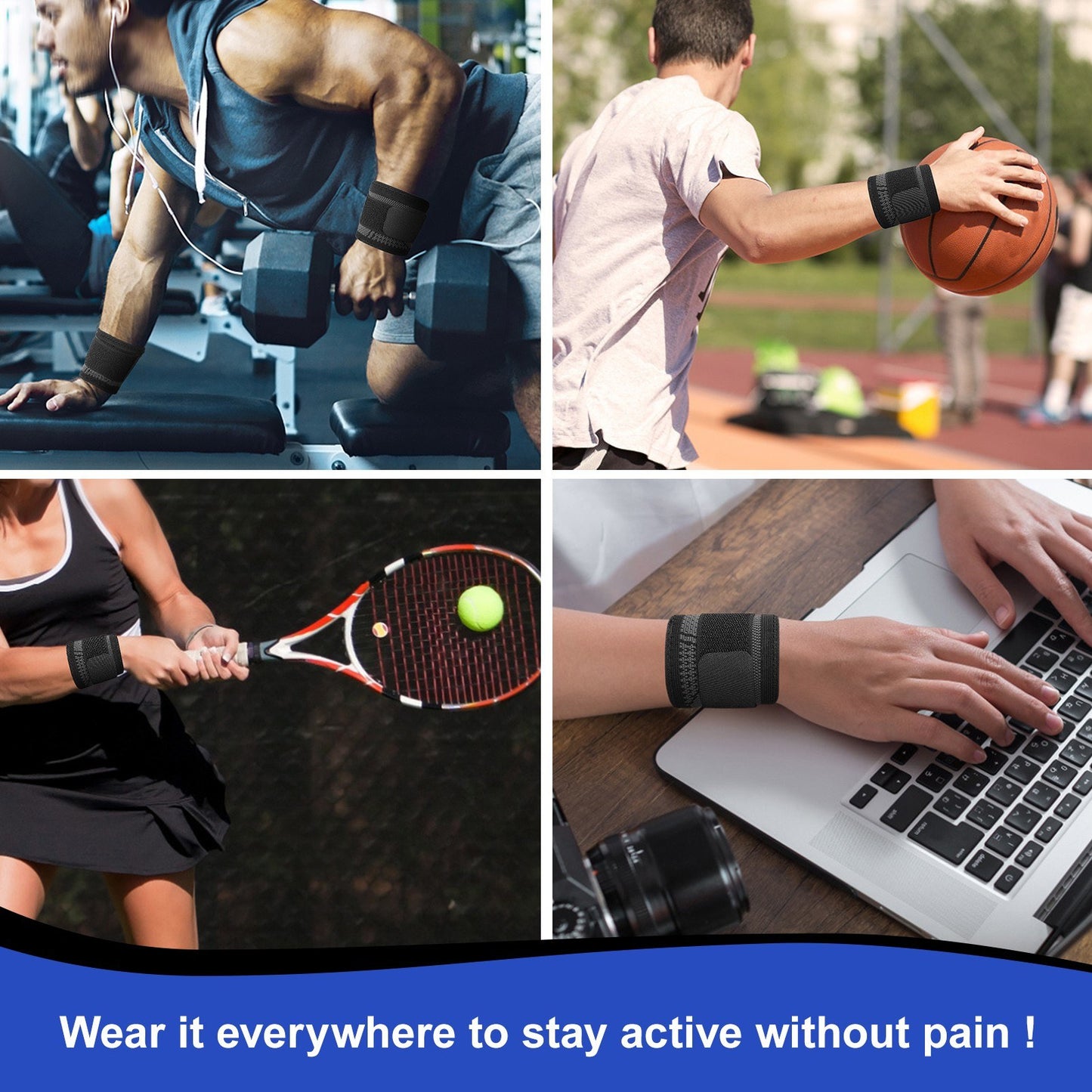 Adjustable Fitness Wrist Brace Support Bandage - 1pc