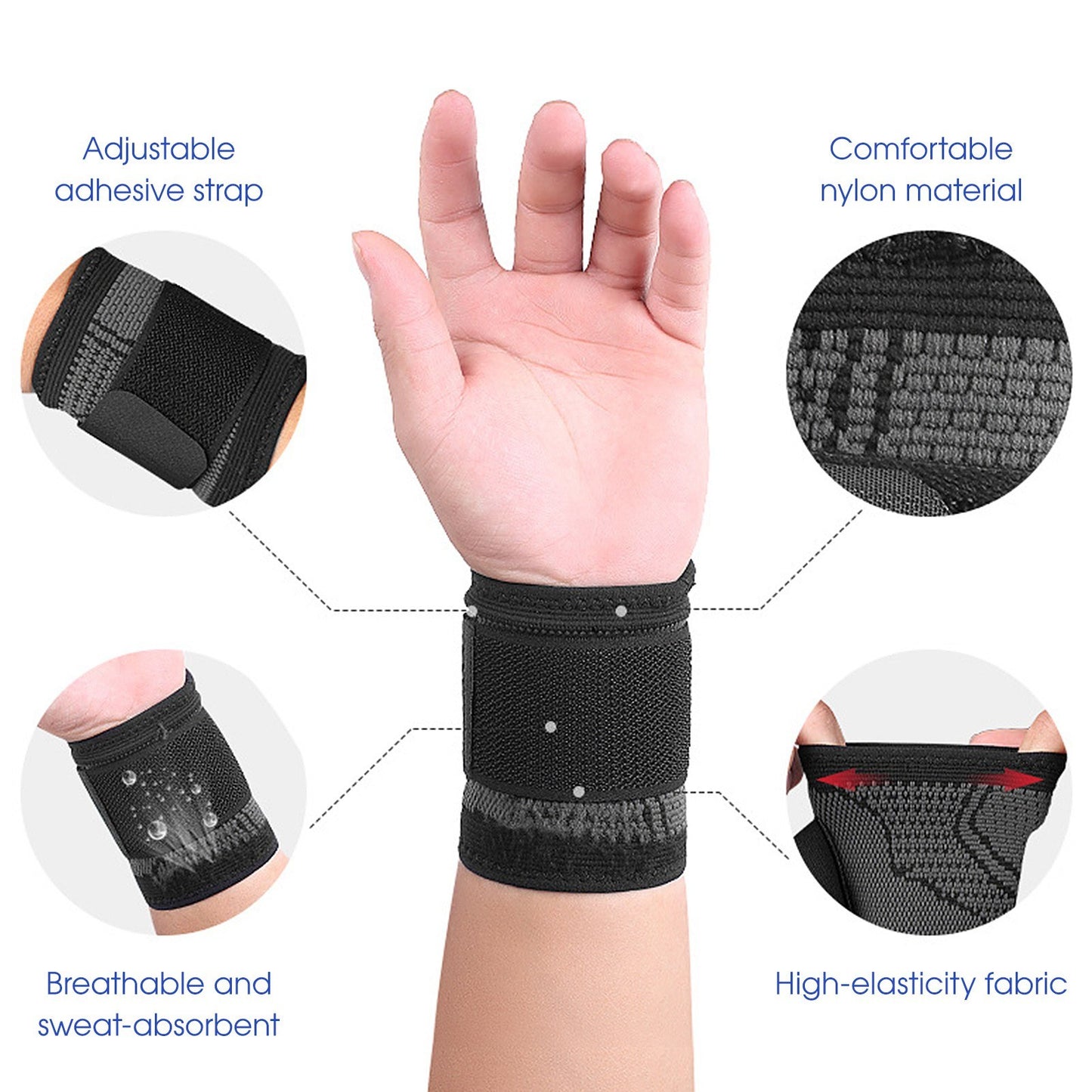 Adjustable Fitness Wrist Brace Support Bandage - 1pc