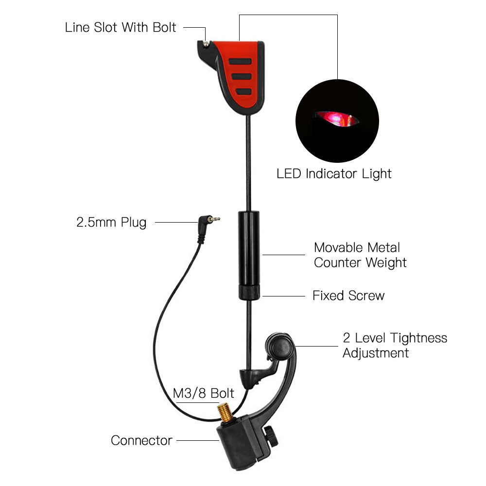 LED Fishing Bite Indicator Swinger Set with Storage Case