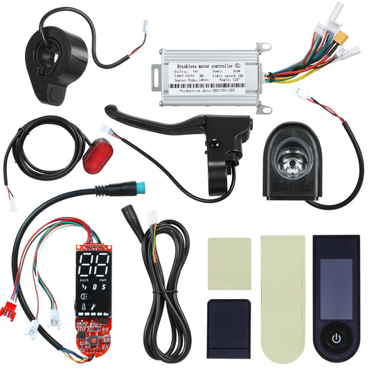 Electric Scooter Accessory Set - 30V 350W Brushless Motor Controller with Digital Display, Headlight & Taillight