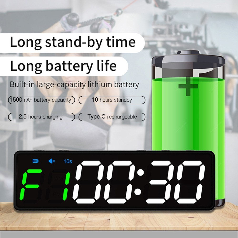 Rechargeable Mini Gym Timer with Magnetic Back – Portable Stopwatch & Countdown/Up Clock for Home Fitness Training