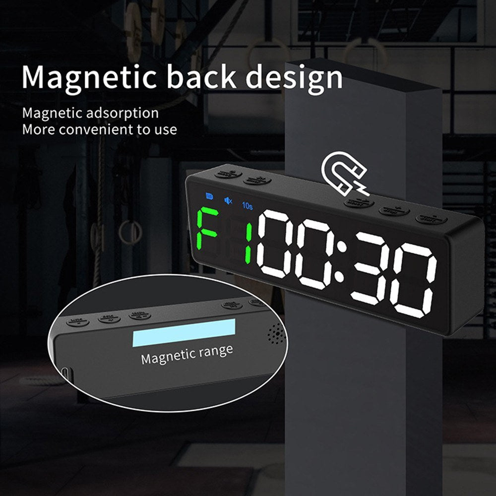 Rechargeable Mini Gym Timer with Magnetic Back – Portable Stopwatch & Countdown/Up Clock for Home Fitness Training