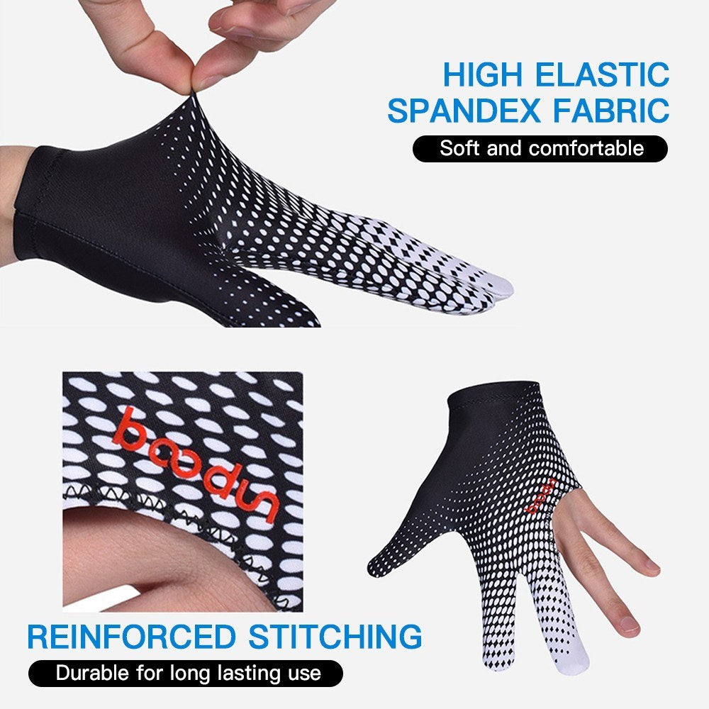 Super Elastic 3-Finger Billiard Glove, Anti-Skid, Breathable, Fits Left or Right Hand