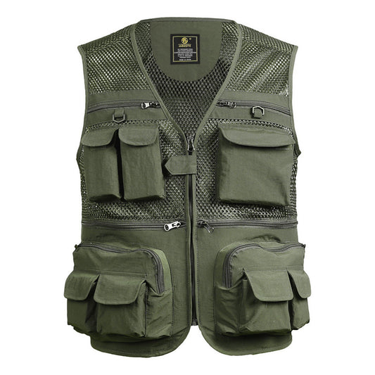 Breathable Mesh Fishing Vest with Zipper Pockets for Outdoor Activities