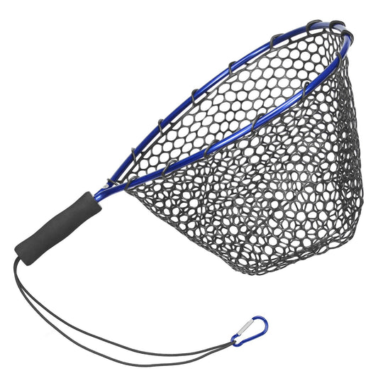 Soft Silicone Fishing Net with Aluminum Alloy Pole, EVA Handle, Elastic Strap & Carabiner
