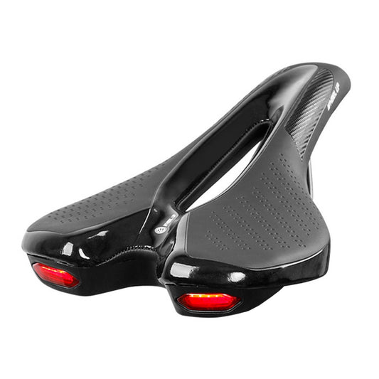 Breathable Bike Saddle with USB Charging Taillight for Mountain & Road Bikes