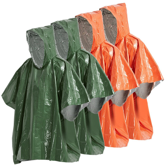 4 Pack Thermal Emergency Rain Ponchos - Weatherproof Outdoor Survival Camping Gear