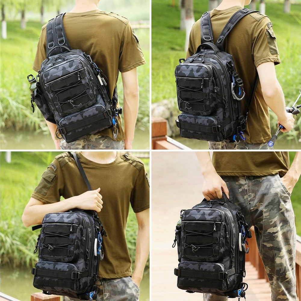 Water-Resistant Fishing Tackle Backpack & Sling Bag - Outdoor Gear Storage & Crossbody