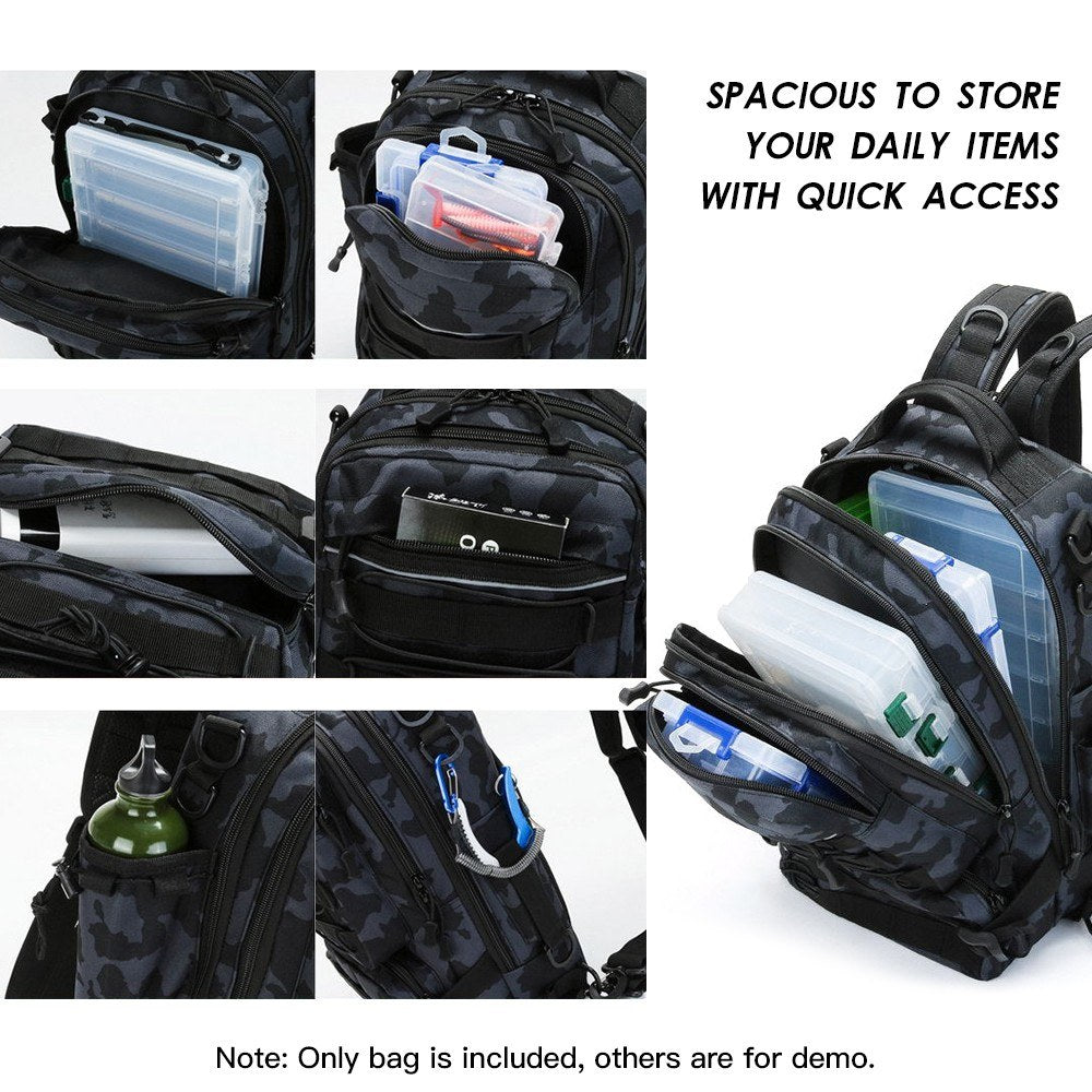 Water-Resistant Fishing Tackle Backpack & Sling Bag - Outdoor Gear Storage & Crossbody