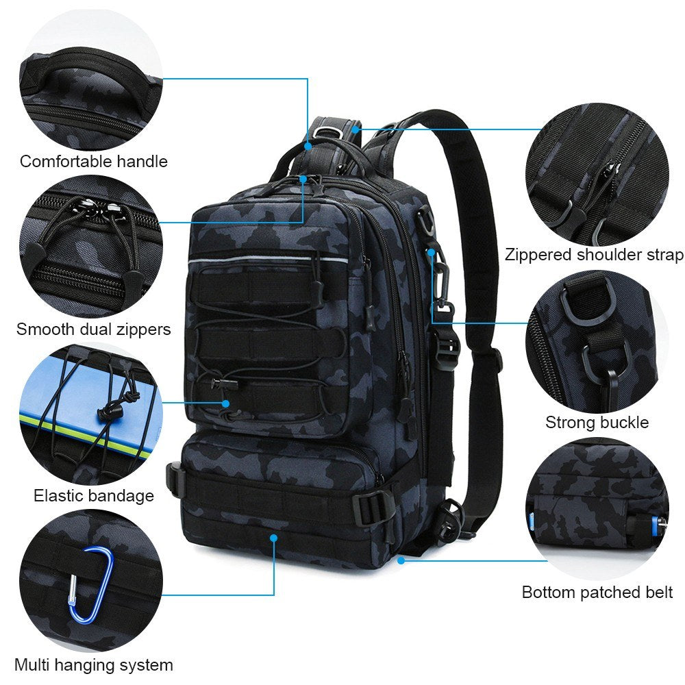 Water-Resistant Fishing Tackle Backpack & Sling Bag - Outdoor Gear Storage & Crossbody