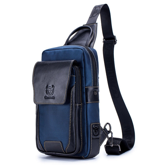 Mens Leather Crossbody Sling Backpack - Casual Travel Shoulder Chest Bag