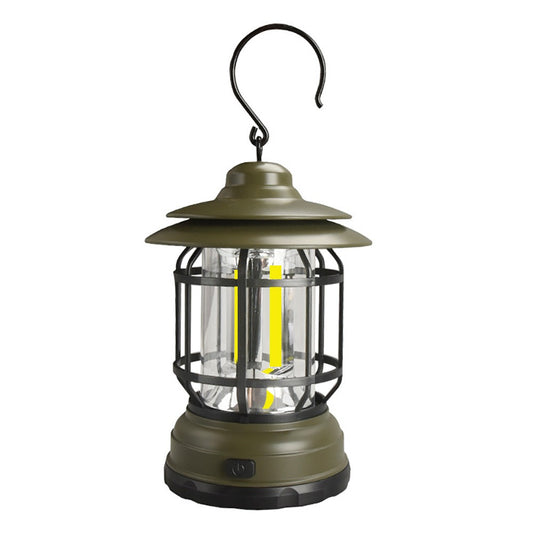 Portable LED COB Lantern: Retro Outdoor Camping Light & Emergency Lamp