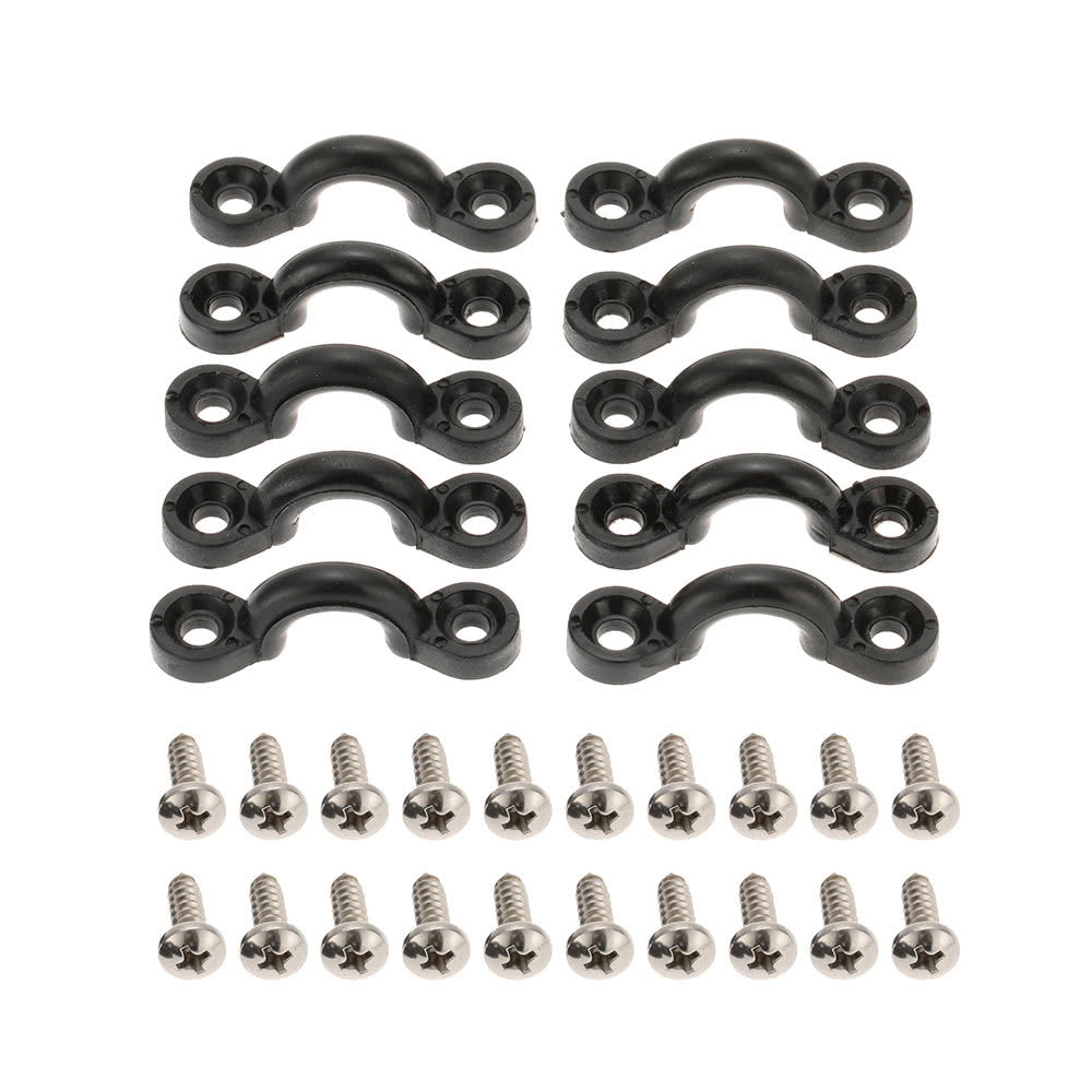 Nylon Bungee Deck Loops Kit: 10 Pad Eyes & 20 Screws for Boat/Kayak Rigging