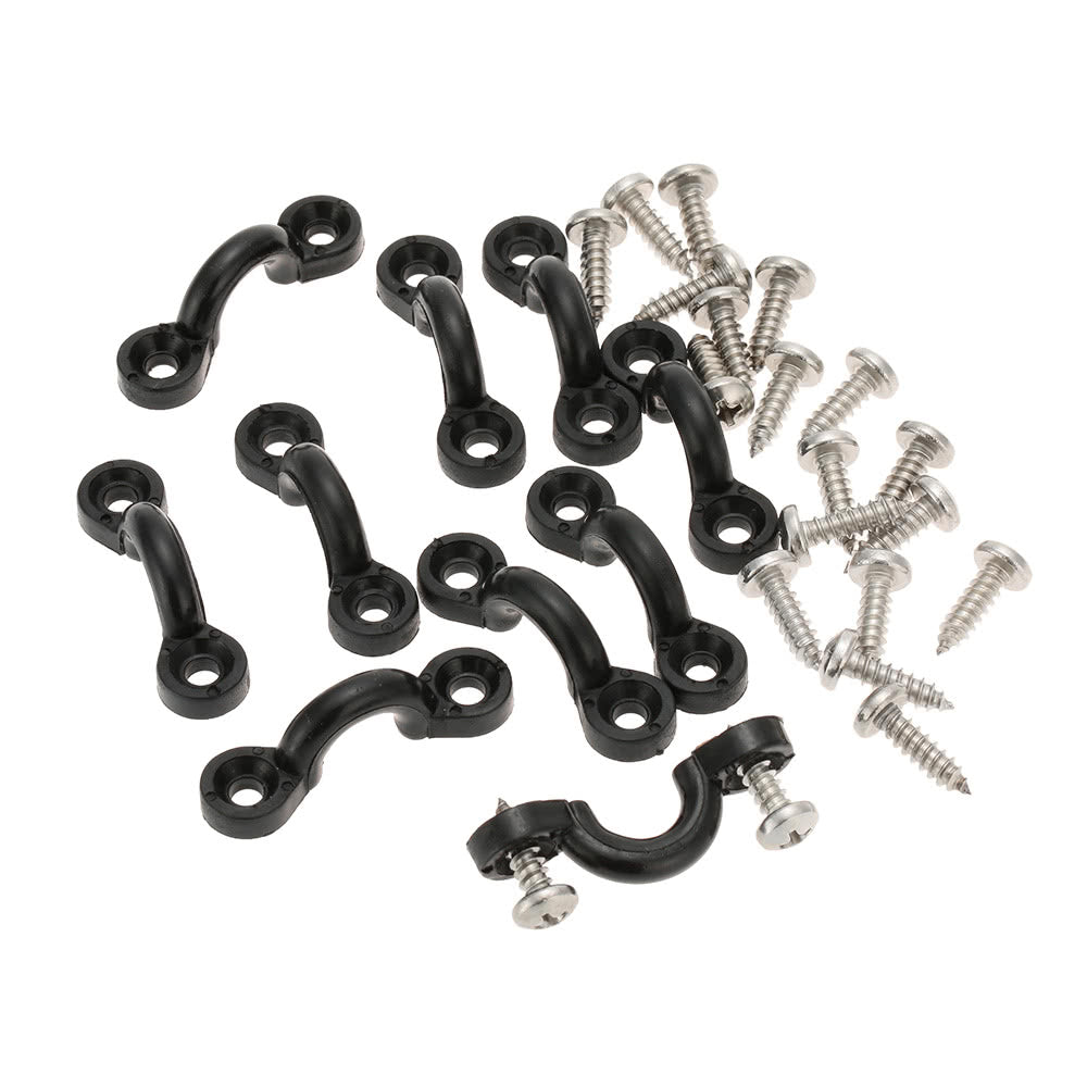 Nylon Bungee Deck Loops Kit: 10 Pad Eyes & 20 Screws for Boat/Kayak Rigging