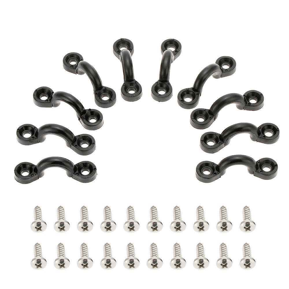Nylon Bungee Deck Loops Kit: 10 Pad Eyes & 20 Screws for Boat/Kayak Rigging