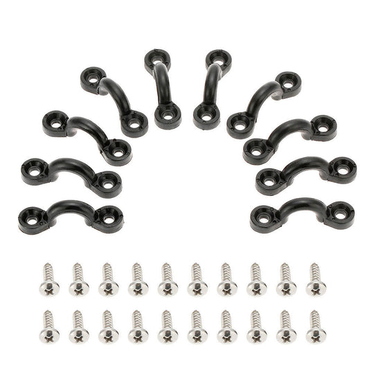Nylon Bungee Deck Loops Kit: 10 Pad Eyes & 20 Screws for Boat/Kayak Rigging