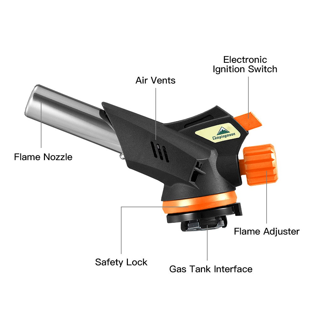 Adjustable Flame Butane Torch for Kitchen Desserts, Cooking, Camping & Hiking