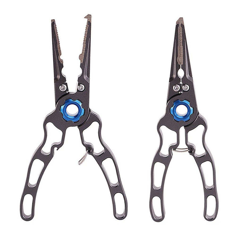 Aluminum Fishing Pliers Set: Hook Remover, Fish Holder, Line Cutters, Split Ring Tool with Lanyard & Storage Bag