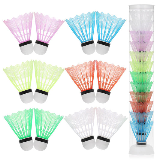 12pcs Durable Nylon Shuttlecocks for Indoor & Outdoor Sports - Windproof Plastic Badminton Balls