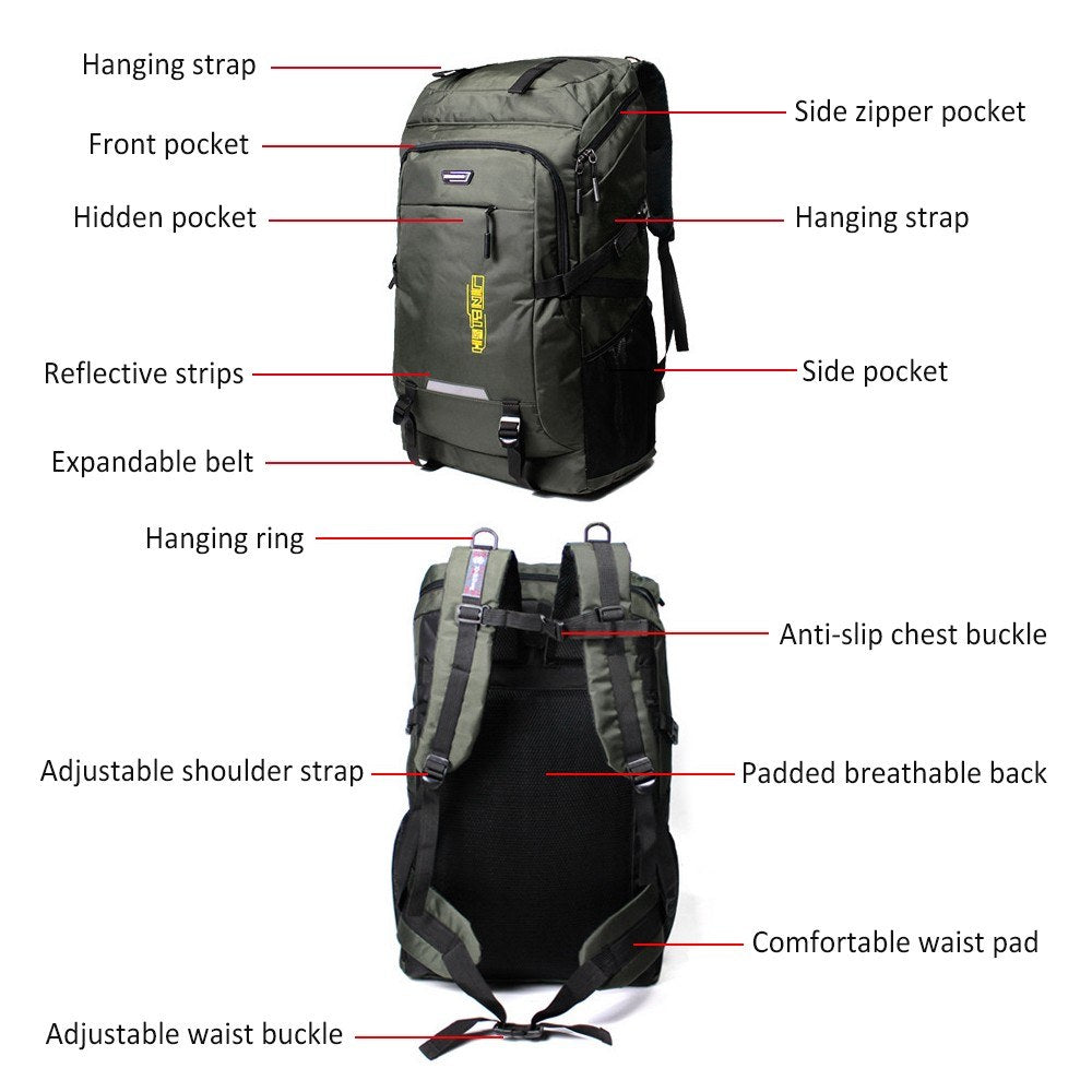 Waterproof 80L Mountaineering Backpack: Versatile Outdoor Bag for Running, Cycling, Hiking, and Camping - Large Capacity, Breathable Design