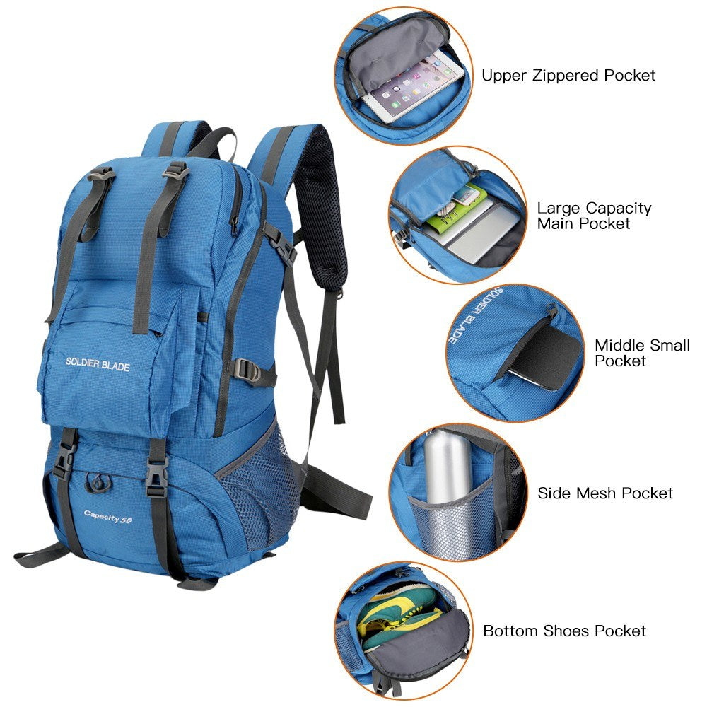 50L Waterproof Breathable Outdoor Backpack for Mountaineering, Cycling, and Travel