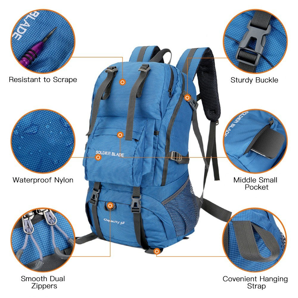 50L Waterproof Breathable Outdoor Backpack for Mountaineering, Cycling, and Travel