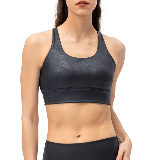 Black Padded Wirefree Sports Bra Yoga Workout Crop Top for Women