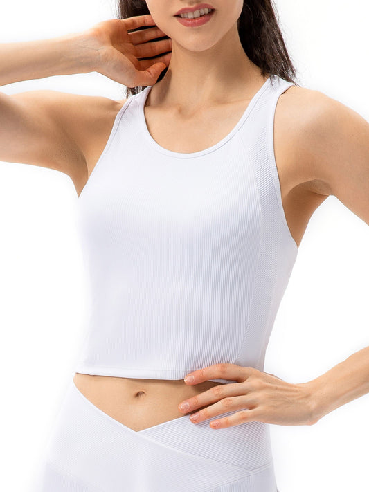 Womens Crop Sports Yoga Tank Tops with Built-In Bra