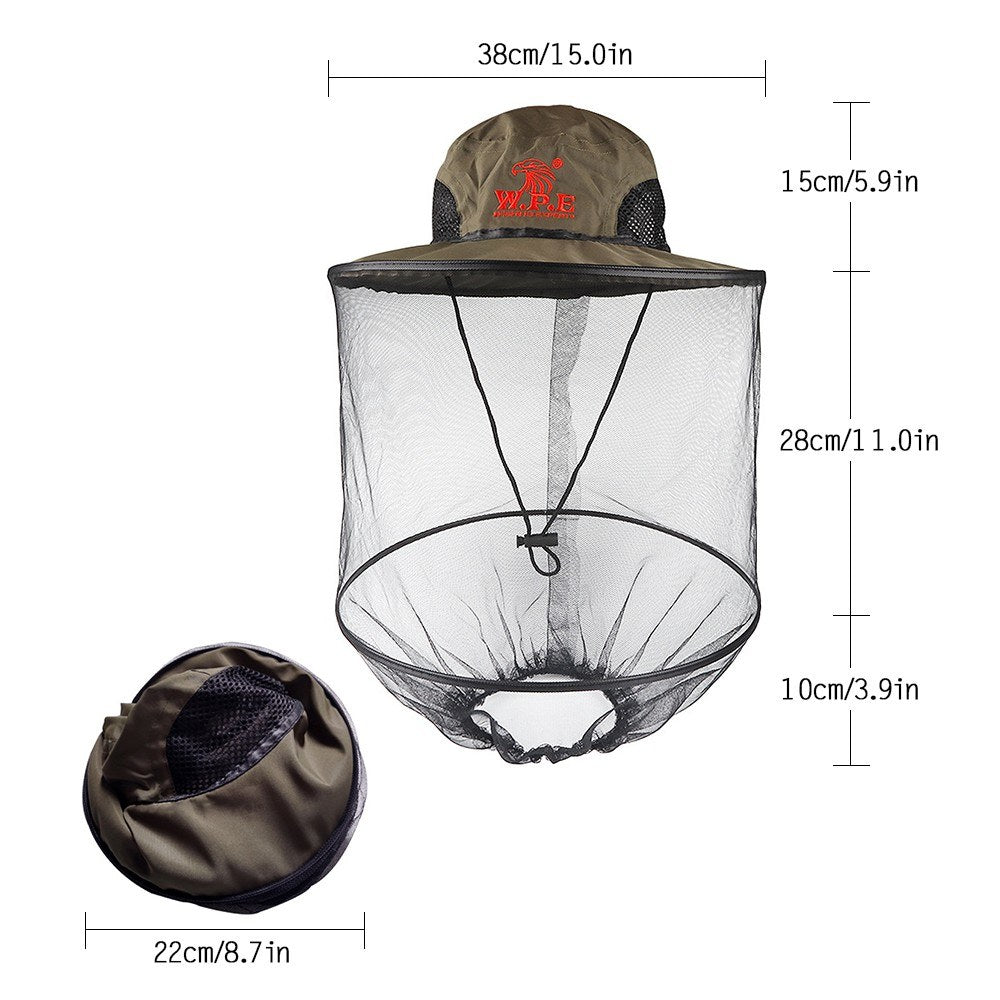 Mesh Bug Shield Mosquito Repellent Hat: Beekeeping, Fishing Cap with Face and Neck Protection