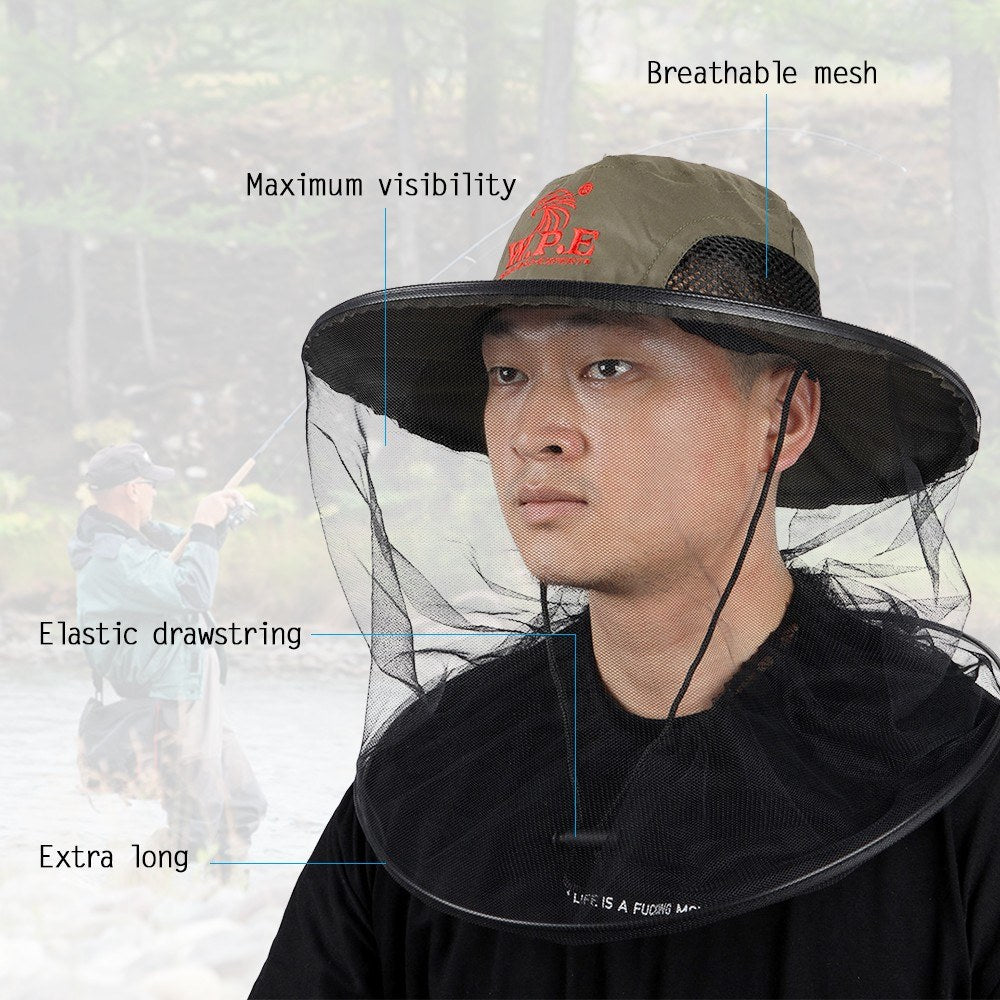 Mesh Bug Shield Mosquito Repellent Hat: Beekeeping, Fishing Cap with Face and Neck Protection