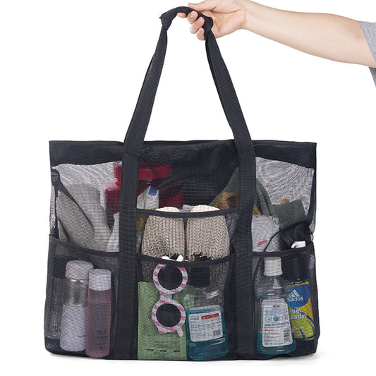 Quick Dry Mesh Beach & Shower Bag - Large Hanging Toiletry & Cosmetic Organizer for Travel, Camping, Dorm & Pool