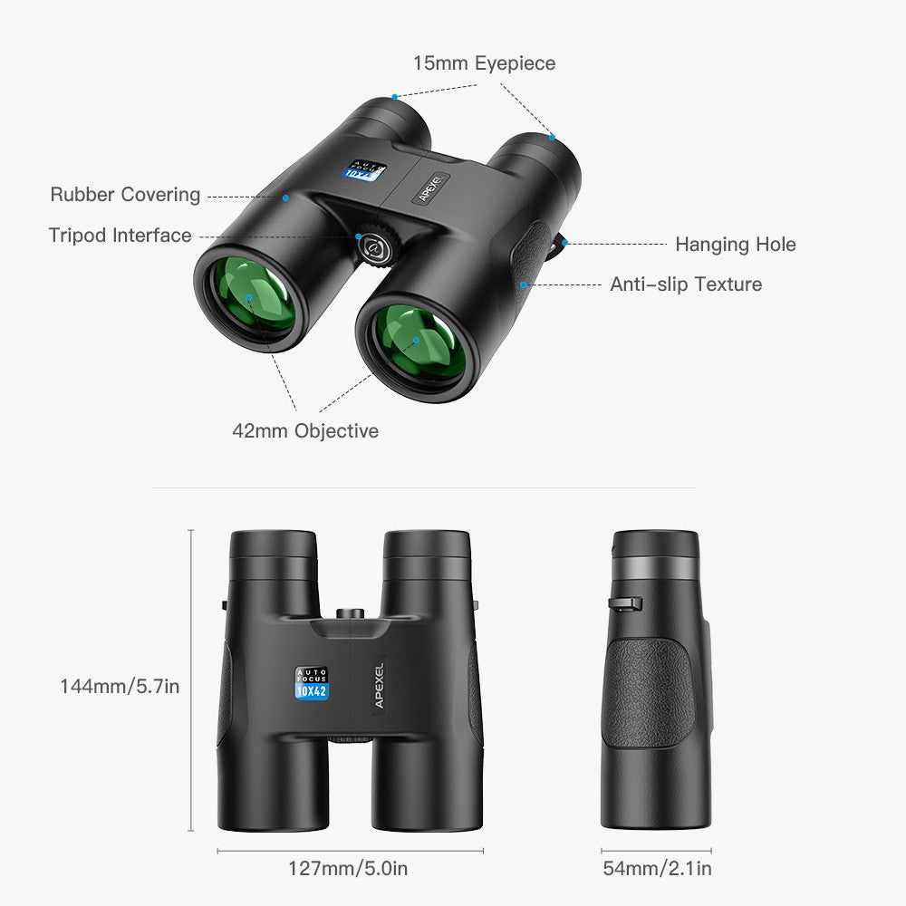 APEXEL 10x42 Auto Focus Waterproof Folding Binoculars for Bird and Wildlife Watching