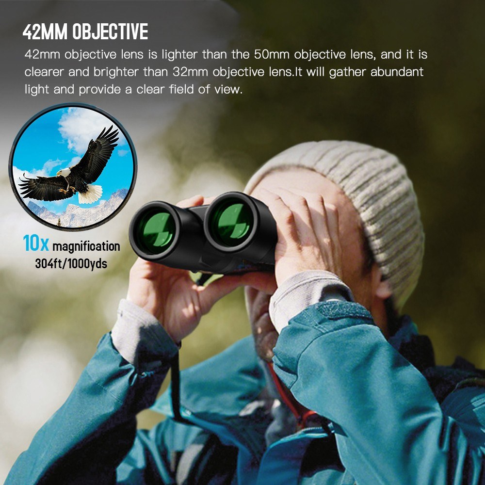 APEXEL 10x42 Auto Focus Waterproof Folding Binoculars for Bird and Wildlife Watching