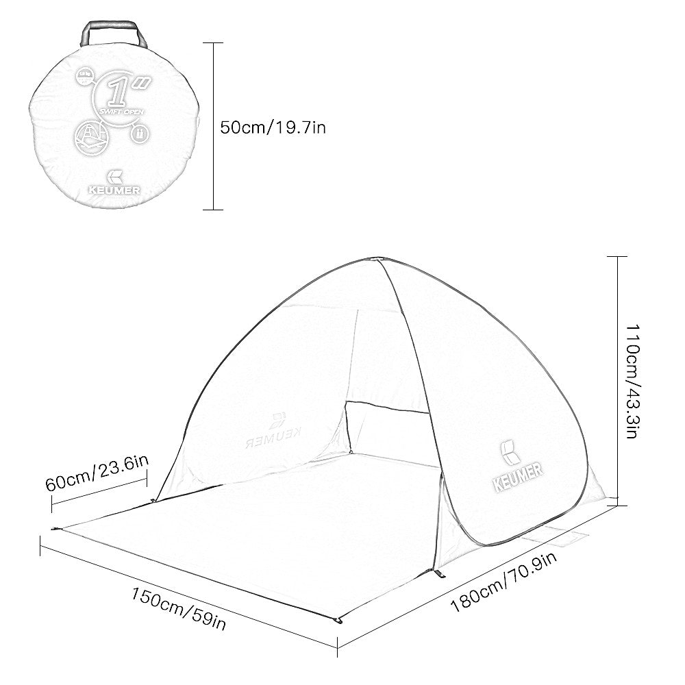 Automatic Pop-up Beach Tent, 71x59x43 Inch, Anti-UV Sun Shelter for Camping & Outdoor Activities