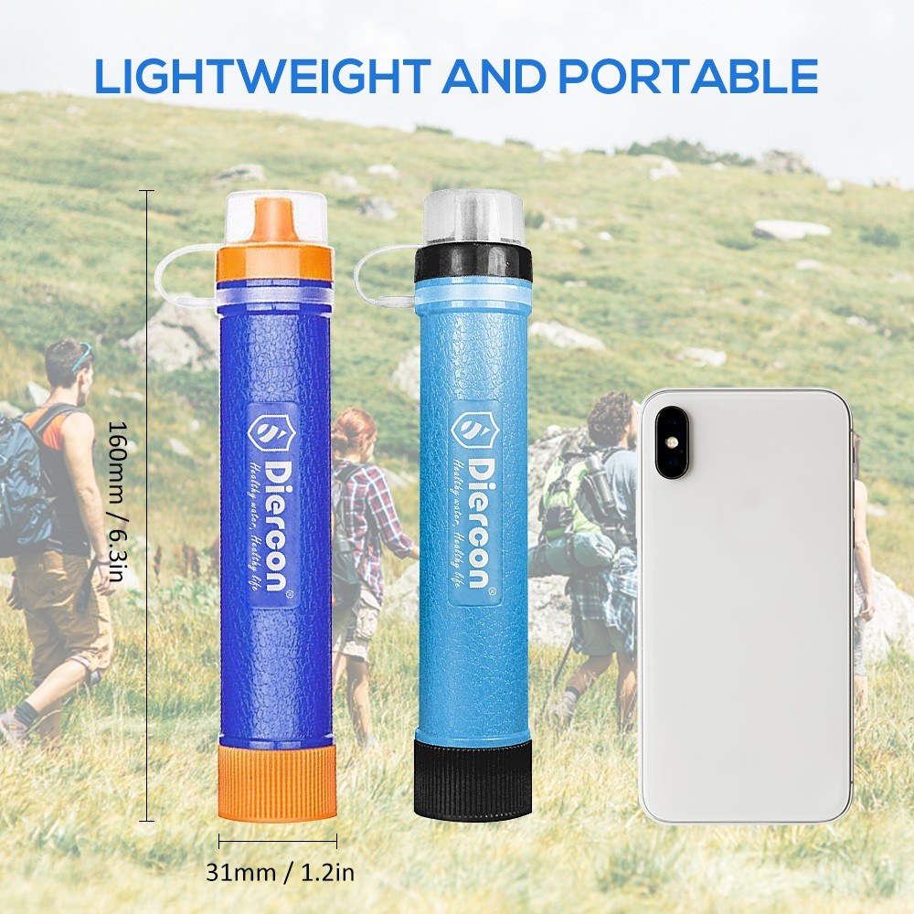 Compact 3-Stage Water Filter with Straw