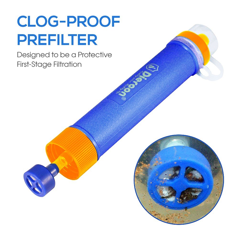 Compact 3-Stage Water Filter with Straw