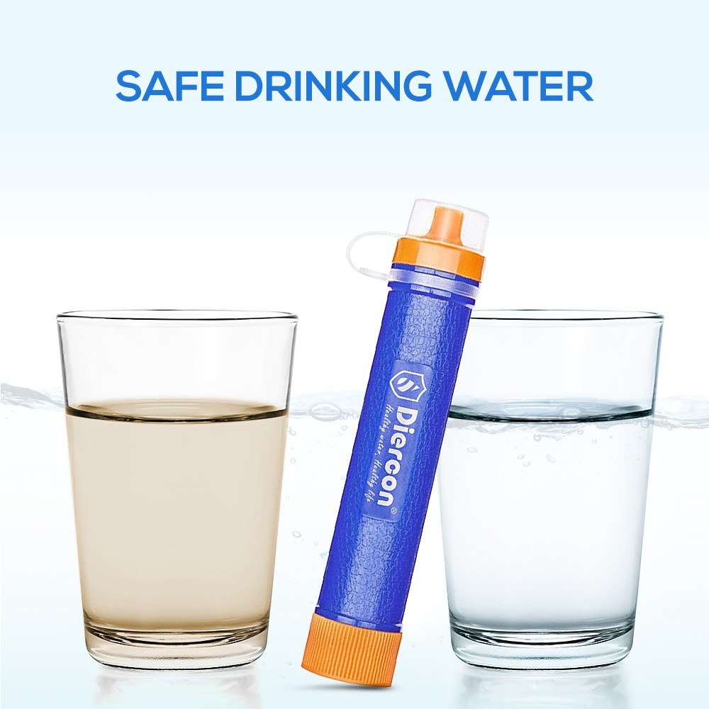 Compact 3-Stage Water Filter with Straw