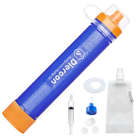 Compact 3-Stage Water Filter with Straw