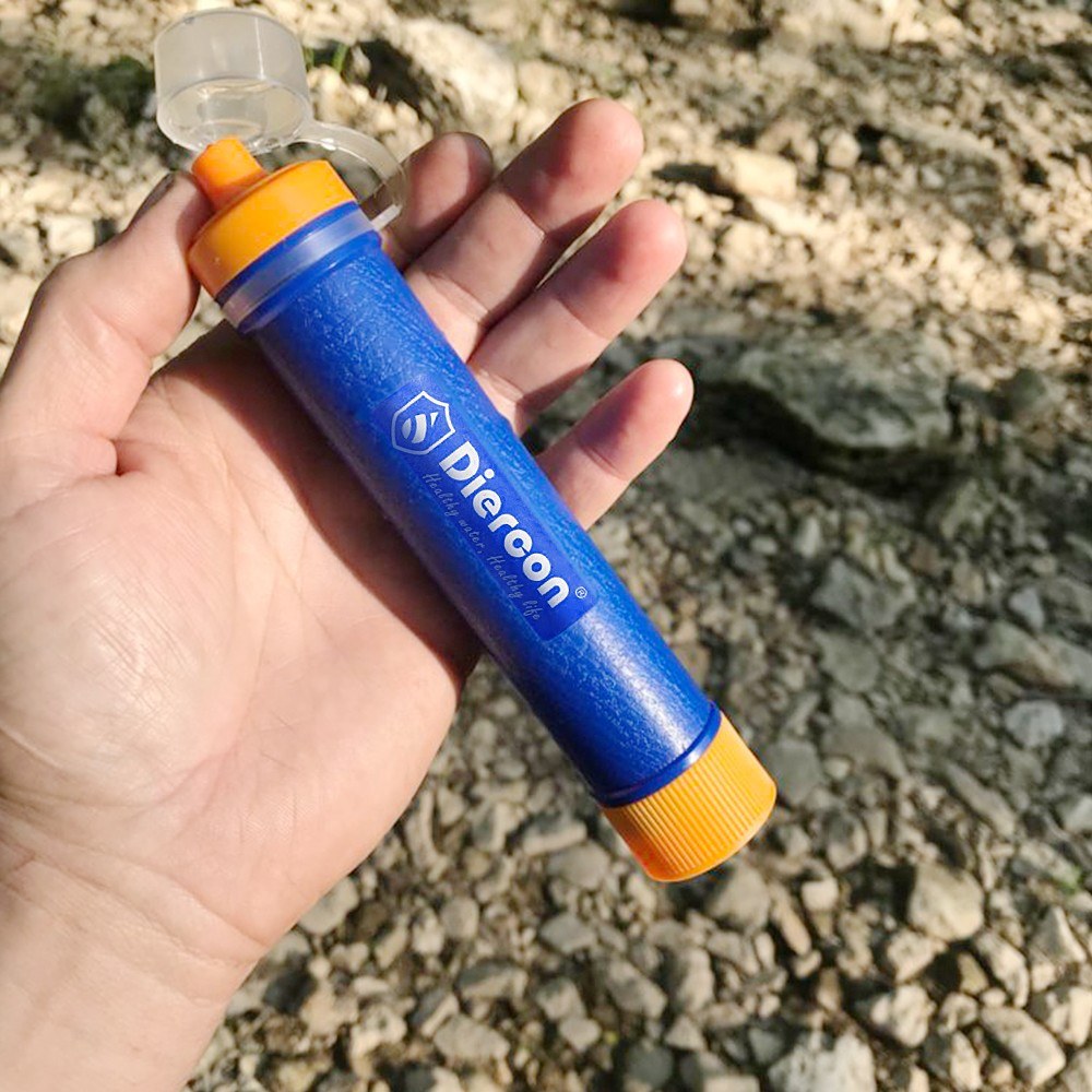 Compact 3-Stage Water Filter with Straw