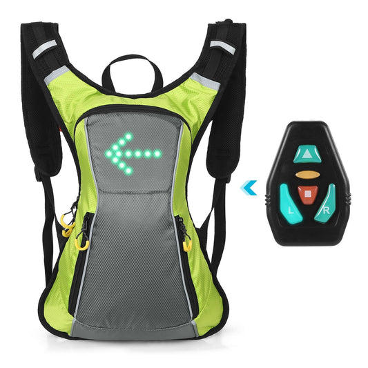 USB Rechargeable LED Turn Signal Backpack with IPX5 Waterproof and Wireless Remote for Cycling, Running, Walking, Jogging