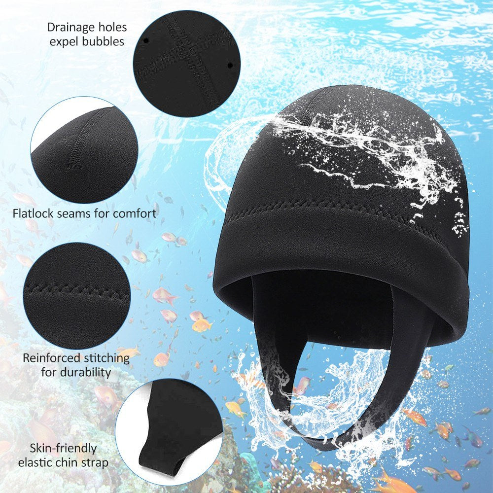 2mm Neoprene UV Protection Diving Beanie Snorkeling Cap