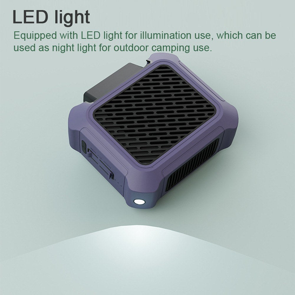 Portable Waist-Mounted USB Rechargeable Fan with Night Light & Mobile Power for Outdoor Camping & Emergency Use