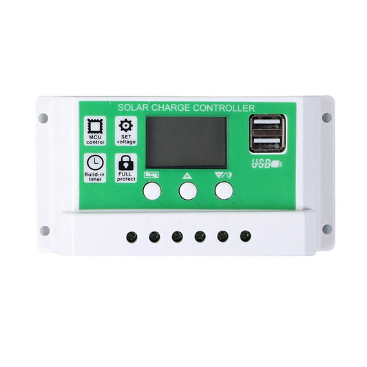 30A PWM Solar Charge Controller 12/24V Battery Regulator with LCD Display, Dual USB Ports & Timer Settings