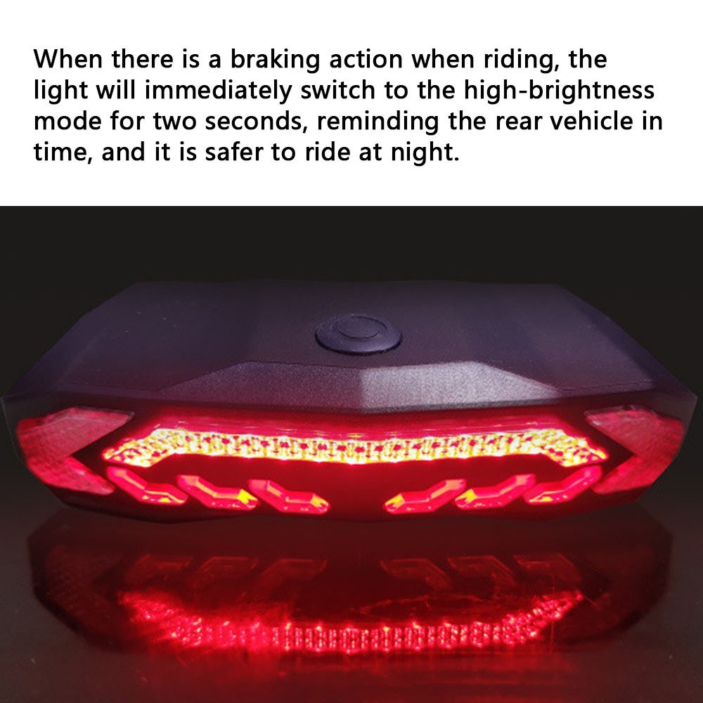 5-in-1 Bike Taillight with Turn Signals, Anti-Theft Alarm, LED Rear Light, Waterproof, 6 Modes & Remote for Mountain/Road Cycling